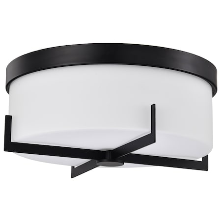 Nuvo Roselle - 15 Inch Flush Mount - Matte Black with White Glass 60/8054